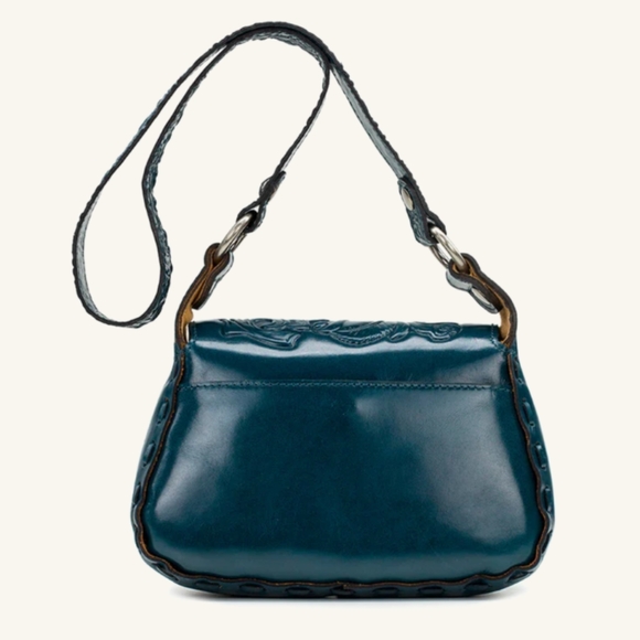 Patricia Nash Micaela Baguette Rose Tooled Blue Coral - Picture 7 of 9